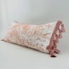 Blush Pink Toile Lumbar Pillow Cover with Optional Tassel Trim