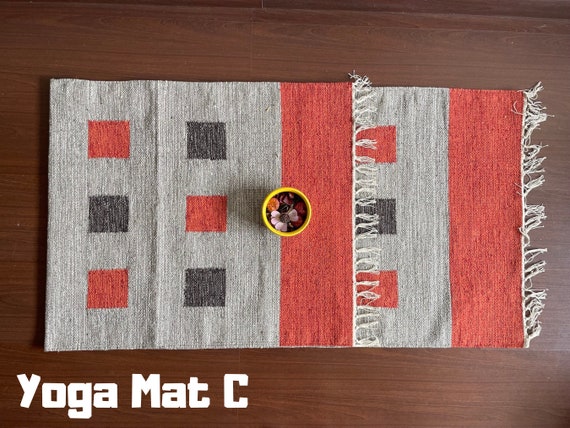 Yoga Mat And Meditation Rug Handwoven From Natural Cotton With Unique Indian Designs For Birthday Gift And  Yoga Present Travelmat - Image 3