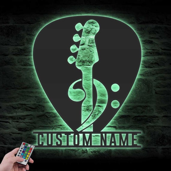 Custom Bass Guitar Pick Metal Wall Art LED Light Personalized Guitar Player Name Sign Home Decor Music Room Decoration Guitarist Birthday - Image 7