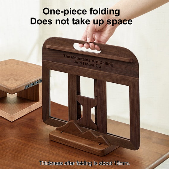 Birthday Gift  Custom Wood Laptop Holder - Macbook Stand, Riser, Desk Setup, Unique & Folding Design for Home Office and New Job Gift - Image 5