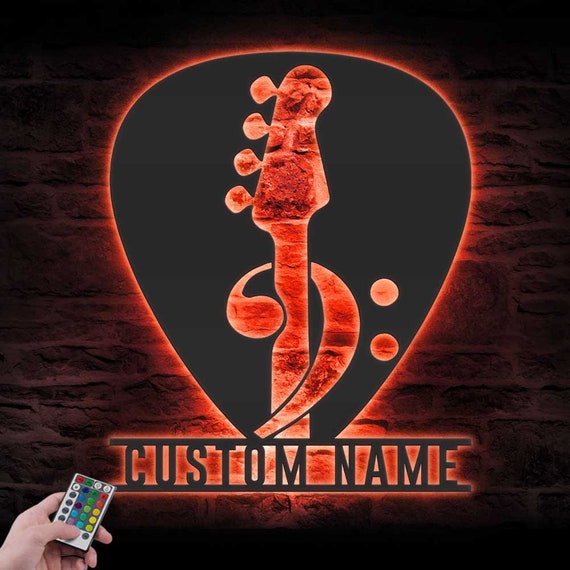 Custom Bass Guitar Pick Metal Wall Art LED Light Personalized Guitar Player Name Sign Home Decor Music Room Decoration Guitarist Birthday - Image 5
