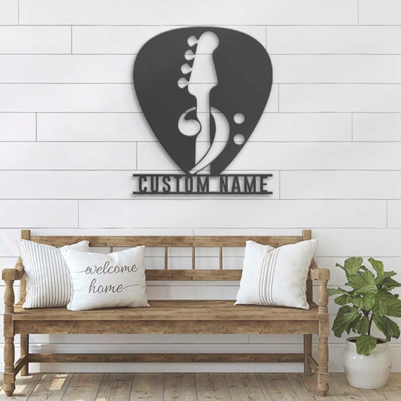 Custom Bass Guitar Pick Metal Wall Art LED Light Personalized Guitar Player Name Sign Home Decor Music Room Decoration Guitarist Birthday - Image 4
