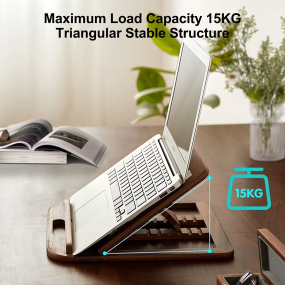 Birthday Gift  Custom Wood Laptop Holder - Macbook Stand, Riser, Desk Setup, Unique & Folding Design for Home Office and New Job Gift - Image 4