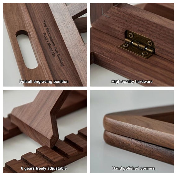 Birthday Gift  Custom Wood Laptop Holder - Macbook Stand, Riser, Desk Setup, Unique & Folding Design for Home Office and New Job Gift - Image 6