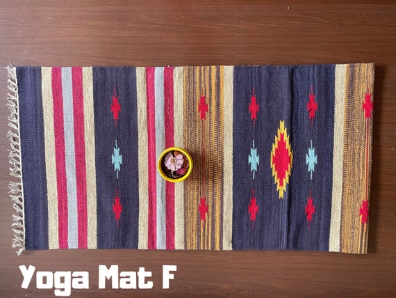 Yoga Mat And Meditation Rug Handwoven From Natural Cotton With Unique Indian Designs For Birthday Gift And  Yoga Present Travelmat - Image 7