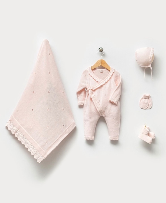 Baby Girl Coming Home Outfit Newborn Girl Coming Home Outfit Organic Baby Clothes Baby Hospital Outfit Knit Baby Clothes