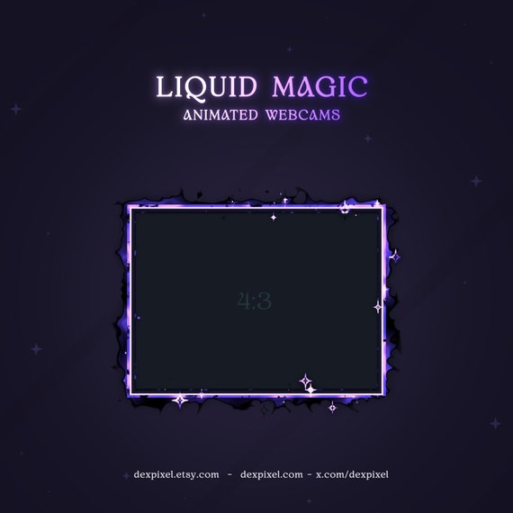 Black Purple Cute Animated Liquid Magic Stream Webcam | Pastel Twitch Stream Overlay | Livestream Facecam | Webcam Frame Streamers | Vtubers - Image 4