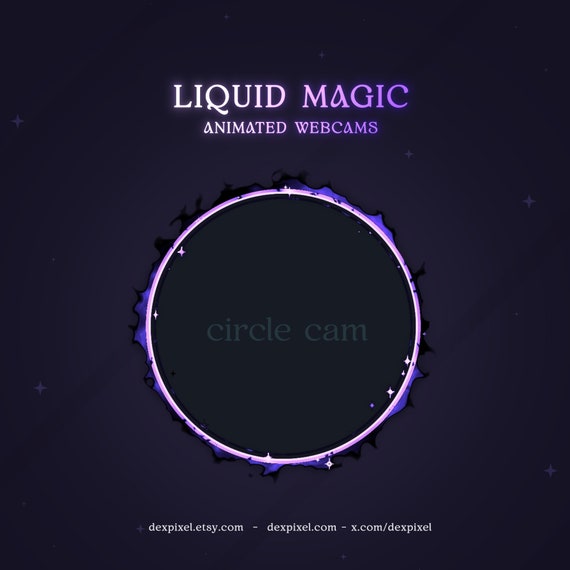 Black Purple Cute Animated Liquid Magic Stream Webcam | Pastel Twitch Stream Overlay | Livestream Facecam | Webcam Frame Streamers | Vtubers - Image 5
