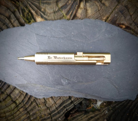 Brass retro mini bolt action pen - Personalised name laser engraving. Writing tool, Golf score card pen. EDC, pocket carry, camping kit. - Image 7
