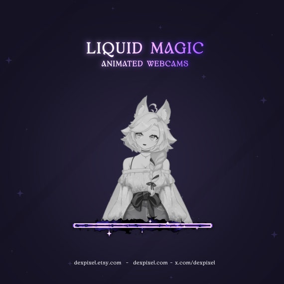 Black Purple Cute Animated Liquid Magic Stream Webcam | Pastel Twitch Stream Overlay | Livestream Facecam | Webcam Frame Streamers | Vtubers - Image 2
