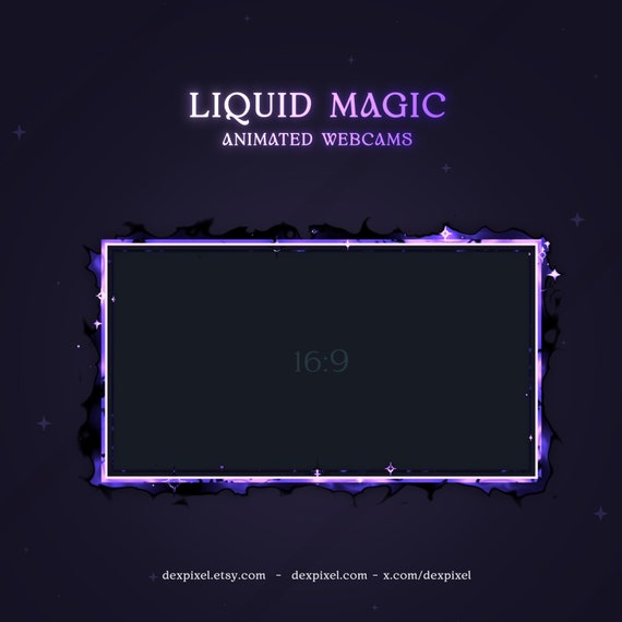 Black Purple Cute Animated Liquid Magic Stream Webcam | Pastel Twitch Stream Overlay | Livestream Facecam | Webcam Frame Streamers | Vtubers - Image 6