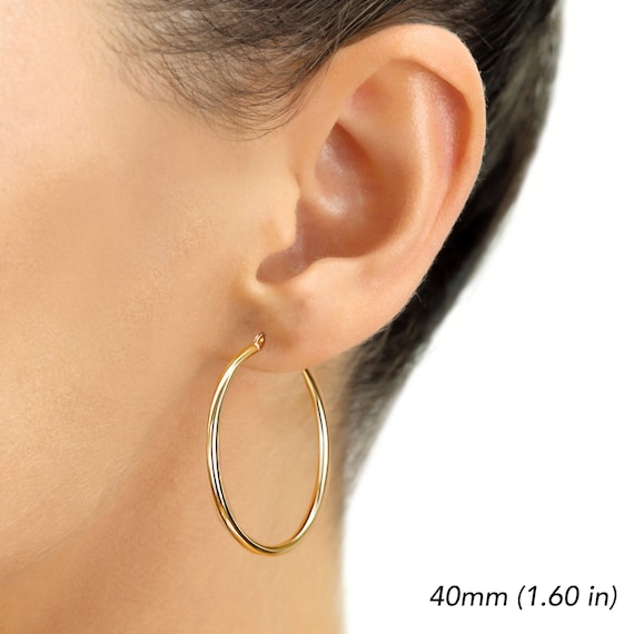 14K Gold Round Hoop Earrings, Solid Yellow Gold Shiny Hoops, Classic Jewelry Handmade with Love, By TILO Jewelry - Image 7