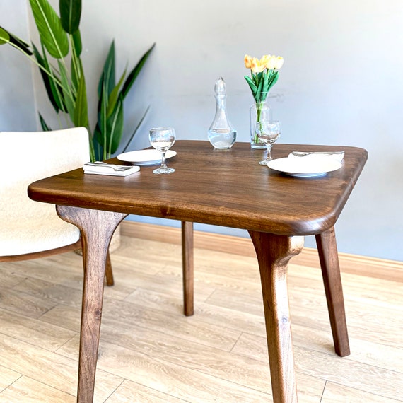 Square Dining Table , Solid Wood Mid Century Dining Table , Handmade Walnut Dining Table with Wooden Legs - Image 2