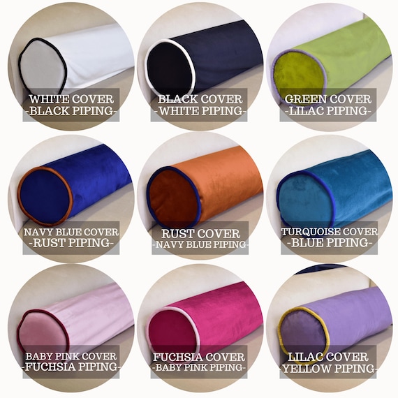 Velvet bolster pillow cover with piping * Bolster body pillow cover * Decorative Pillows * Headboard cushion cover * Cylindrical pillowcase - Image 5