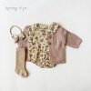 Baby Girl Cotton Floral VIOLETTA collar Romper | OPTION SETS| socks + Bow + Cardigan