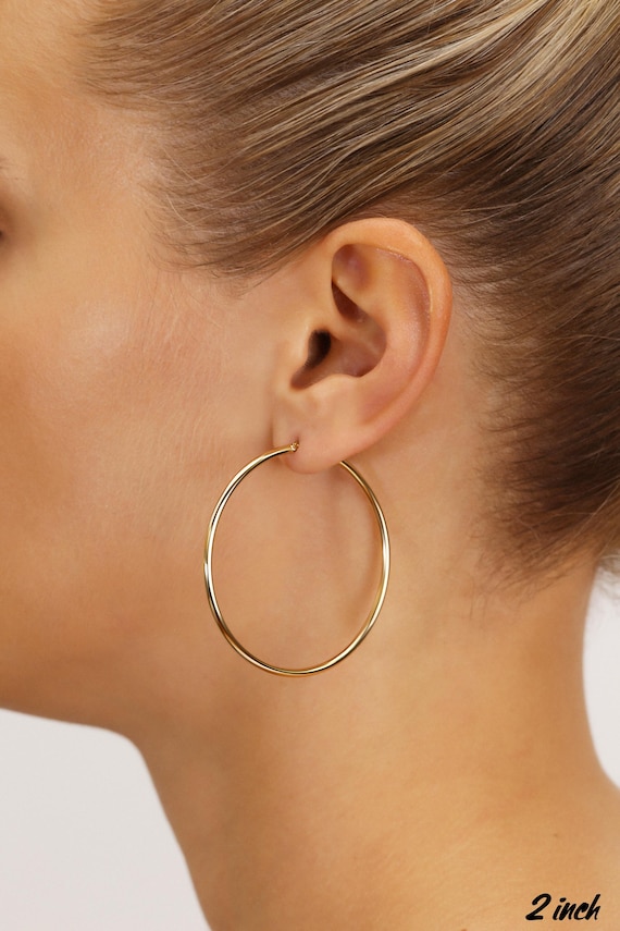 14K Gold Round Hoop Earrings, Solid Yellow Gold Shiny Hoops, Classic Jewelry Handmade with Love, By TILO Jewelry - Image 8