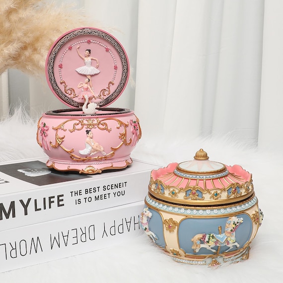 Personalized Carousel & Ballerina Music Box, Custom Engraved Name Musical Box, Personalized Birthday Gift, Christmas Gifts, Keepsake Gifts