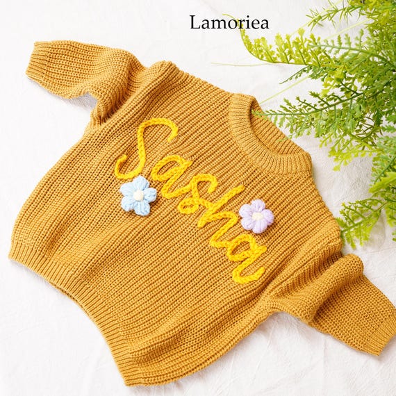 Hand Embroidery Sweaters, Custom Toddler Sweaters, Knit Sweater, Baby Jumper, Gifts for Daughters, Nursery Gifts, Baby Boy Gift, Baby Girl - Image 3