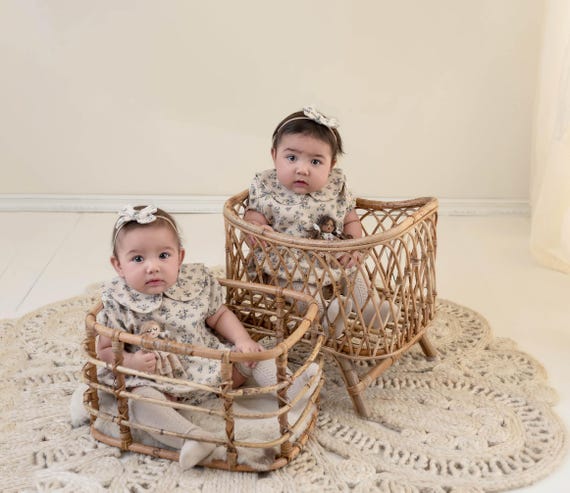 Baby Girl Cotton Floral VIOLETTA collar Romper | OPTION SETS| socks + Bow + Cardigan - Image 3