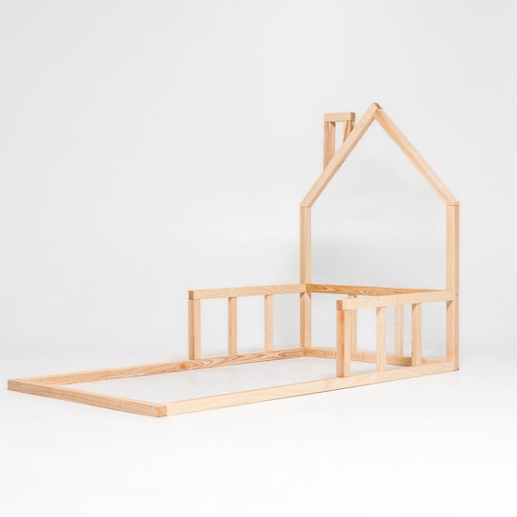 Montessori Floor Toddler Bed,  Kids House Bed Frame, Handmade Bedroom furniture, Nursery decor, First Christmas Gift, Baby Crib Size Bed - Image 8