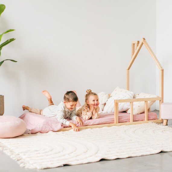 Montessori Floor Toddler Bed,  Kids House Bed Frame, Handmade Bedroom furniture, Nursery decor, First Christmas Gift, Baby Crib Size Bed - Image 6