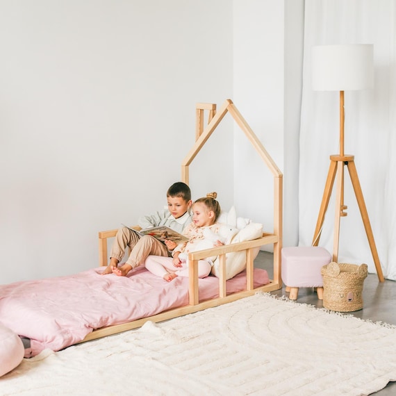 Montessori Floor Toddler Bed,  Kids House Bed Frame, Handmade Bedroom furniture, Nursery decor, First Christmas Gift, Baby Crib Size Bed - Image 3