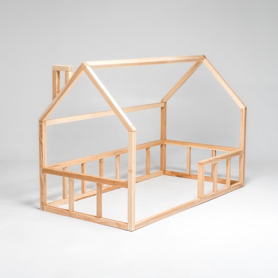 Montessori Floor Toddler Bed,  Kids House Bed Frame, Handmade Bedroom furniture, Nursery decor, First Christmas Gift, Baby Crib Size Bed - Image 7