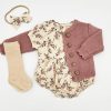 Baby Girl Cotton Floral Bubble Romper with Bow | Matching SET OPTIONS Socks Cardigan | Anessa