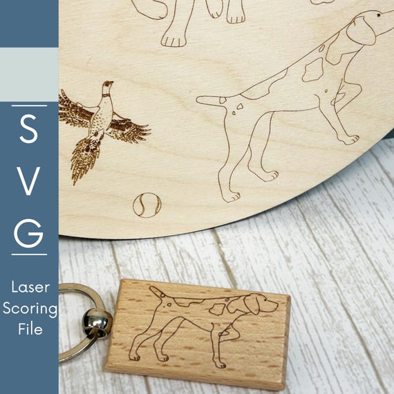 GSP German Shorthaired Pointer Scoring and Engraving SVG Digital File GLOWFORGE Files Laser Ready