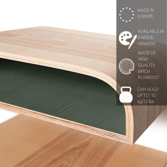 Floating Nightstand Wall Mounted, Modern Walnut Wood Bedside Nightstand, Unique Wall Hanging Oak Nightstands - Image 2