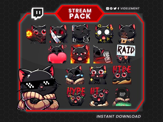 Valentine's Day Cat Stream Overlays, Animated emotes, Twitch Alerts, Panels, Twitch Emotes, Sub Badges, Screen Overlays, Webcam Overlays - Image 6