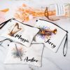Custom Name Musical Instrument Cosmetic Bag, Linen Makeup Pouch with Wrist Strap, Performer Accessory, Gift for Music Lover/Musician/Pianist Custom Name Musical Instrument Cosmetic Bag, Linen Makeup Pouch with Wrist Strap, Performer Accessory, Gift for Music Lover/Musician/Pianist