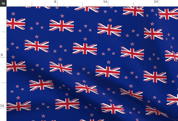New Zealand Flag Fabric - New Zealand Flag By Flagfabric - New Zealand Flag Red White Blue Cotton Fabric By The Yard With Spoonflower
