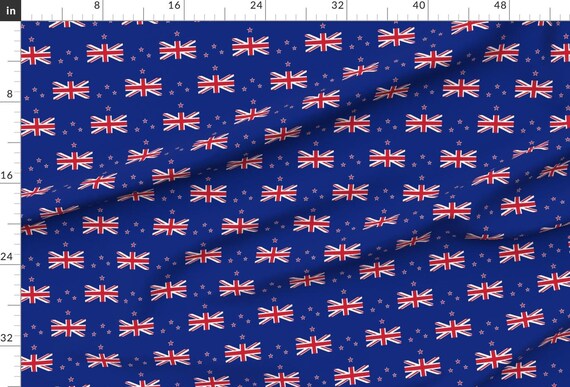 New Zealand Flag Fabric - New Zealand Flag By Flagfabric - New Zealand Flag Red White Blue Cotton Fabric By The Yard With Spoonflower - Image 2