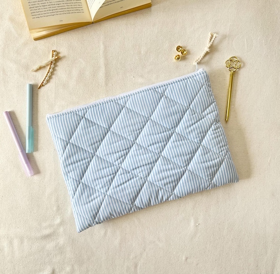 Blue Lines Laptop Sleeve, Quilted Cotton iPad Tablet Sleeve, Macbook Case - Image 7