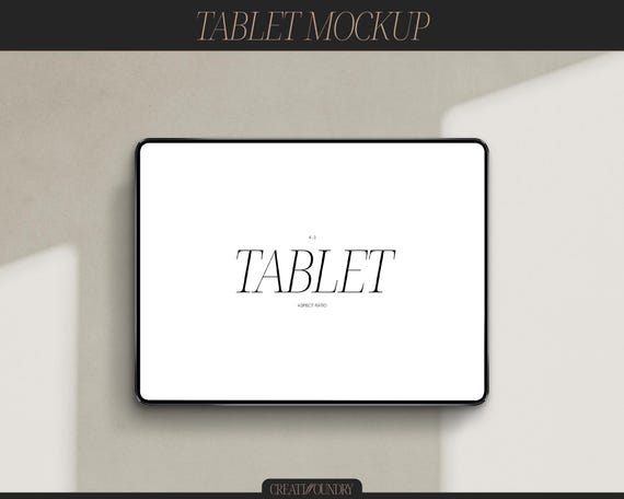 Ipad Tablet Mockup | PSD & JPG Files | Photoshop or Photopea | Landscape Device Mockup Design | Minimalist Flatlay | 4:3 Screen Aspect Ratio