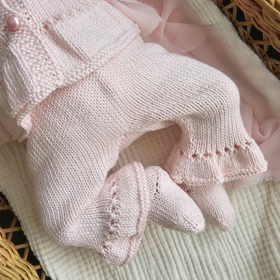 Baby Girl 4-Piece Set,Newborn Baby Girl Gift,Knitted Newborn Girl Outfit,Pink Baby Girl Clothes,Baby Girl Hospital Outfit,Grandchild Gift - Image 10
