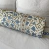 Oscar de la Renta for Lee Jofa Sameera in sapphire and gold round bolster. Designer round bolster. Decorative round bolster. Oscar de la Renta for Lee Jofa Sameera in sapphire and gold round bolster. Designer round bolster. Decorative round bolster.