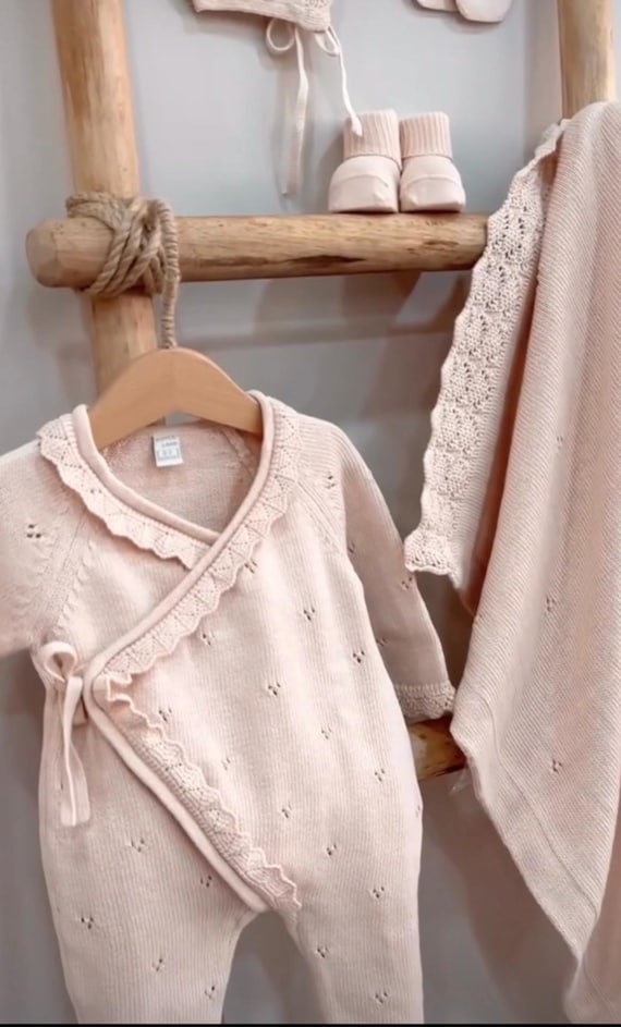 Baby Girl Coming Home Outfit Newborn Girl Coming Home Outfit Organic Baby Clothes Baby Hospital Outfit Knit Baby Clothes - Image 6