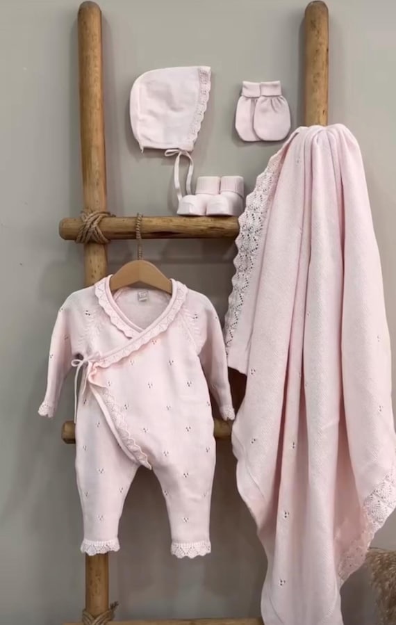 Baby Girl Coming Home Outfit Newborn Girl Coming Home Outfit Organic Baby Clothes Baby Hospital Outfit Knit Baby Clothes - Image 10