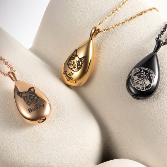 Personalized Cremation Jewelry Pet Urn for Ashes Necklace Pet Urn Necklace For Cat Dog Mom Memorial Gift for Her Engraved Necklace