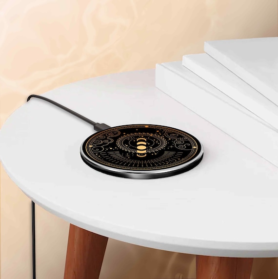 Wireless Charger Pad Universal iPhone Android Original Design Charging Station Medallion Fast Charging Gift Holiday Celestial Moon - Image 7