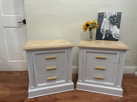 SOLD! Do NOT PURCHASE! Modern Two-Toned Nightstands, Gold and White Nightstand - Image 9