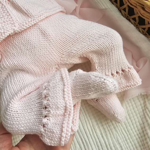Baby Girl 4-Piece Set,Newborn Baby Girl Gift,Knitted Newborn Girl Outfit,Pink Baby Girl Clothes,Baby Girl Hospital Outfit,Grandchild Gift - Image 8