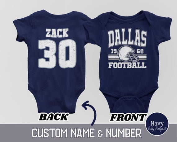 Custom Dallas Football Onesies®, Personalized Dallas Retro 80s Style Baby Bodysuit, Trendy Game Day Baby T-Shirt, Football Baby Shower Gifts