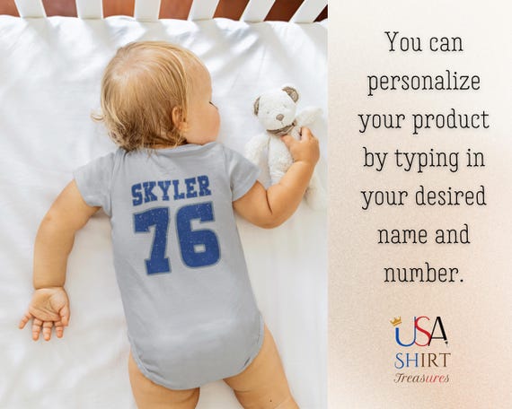 Custom Dallas Football Onesies®, Personalized Dallas Retro 80s Style Baby Bodysuit, Trendy Game Day Baby T-Shirt, Football Baby Shower Gifts - Image 4