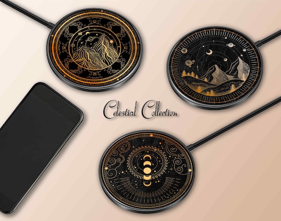 Wireless Charger Pad Universal iPhone Android Original Design Charging Station Medallion Fast Charging Gift Holiday Celestial Moon
