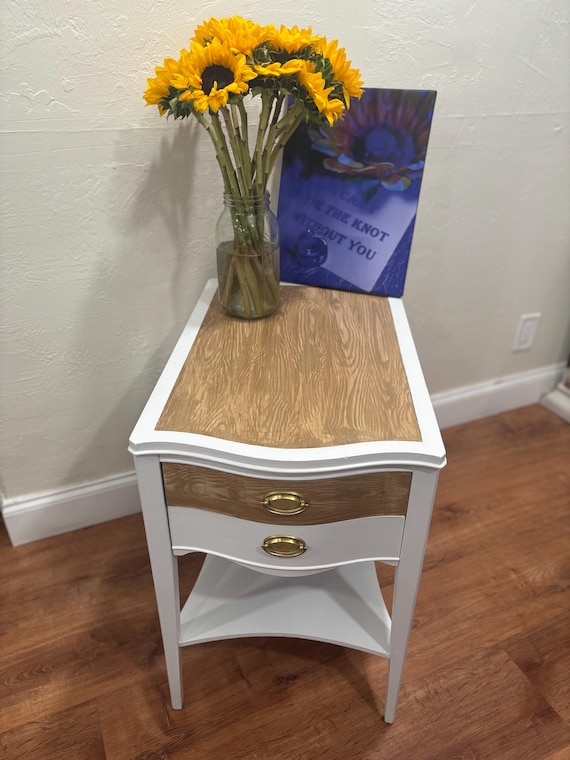 SOLD! Do NOT PURCHASE! Modern Two-Toned Nightstands, Gold and White Nightstand - Image 7