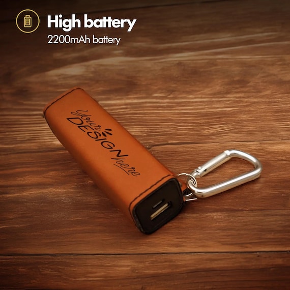Personalized Power Bank, 2200mah Travel Phone Charger, Portable On The Go Battery Pack, Gift For Her | BridgensLaser Leather Power Bank - Image 6