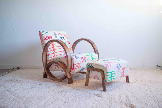 Mid century chair and ottomanset, wooden armchair classic chair modern chair, Comfy armchair for living room - Image 7